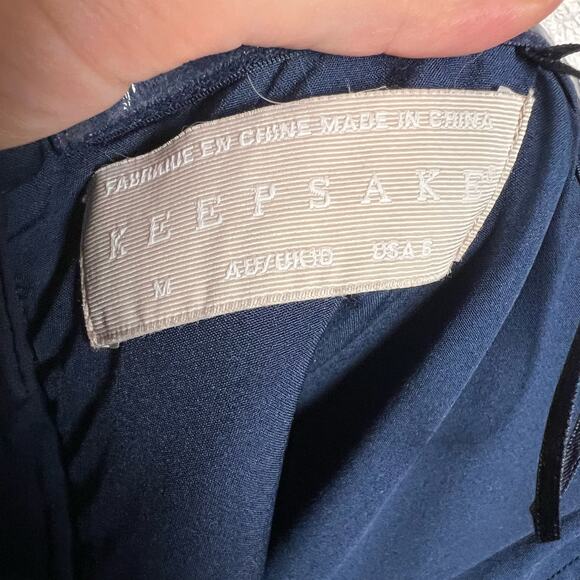 Keepsake The Label Navy Blue Floral Ruffle Strapless Mini Dress Size 6 - Picture 8 of 8